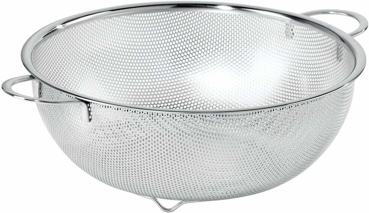 Freshome Stainless Steel Colander Fruits Vegetable Washing Rice Strainer 22.5x7cm Medium Colander (Silver Pack of 1) - Image 1