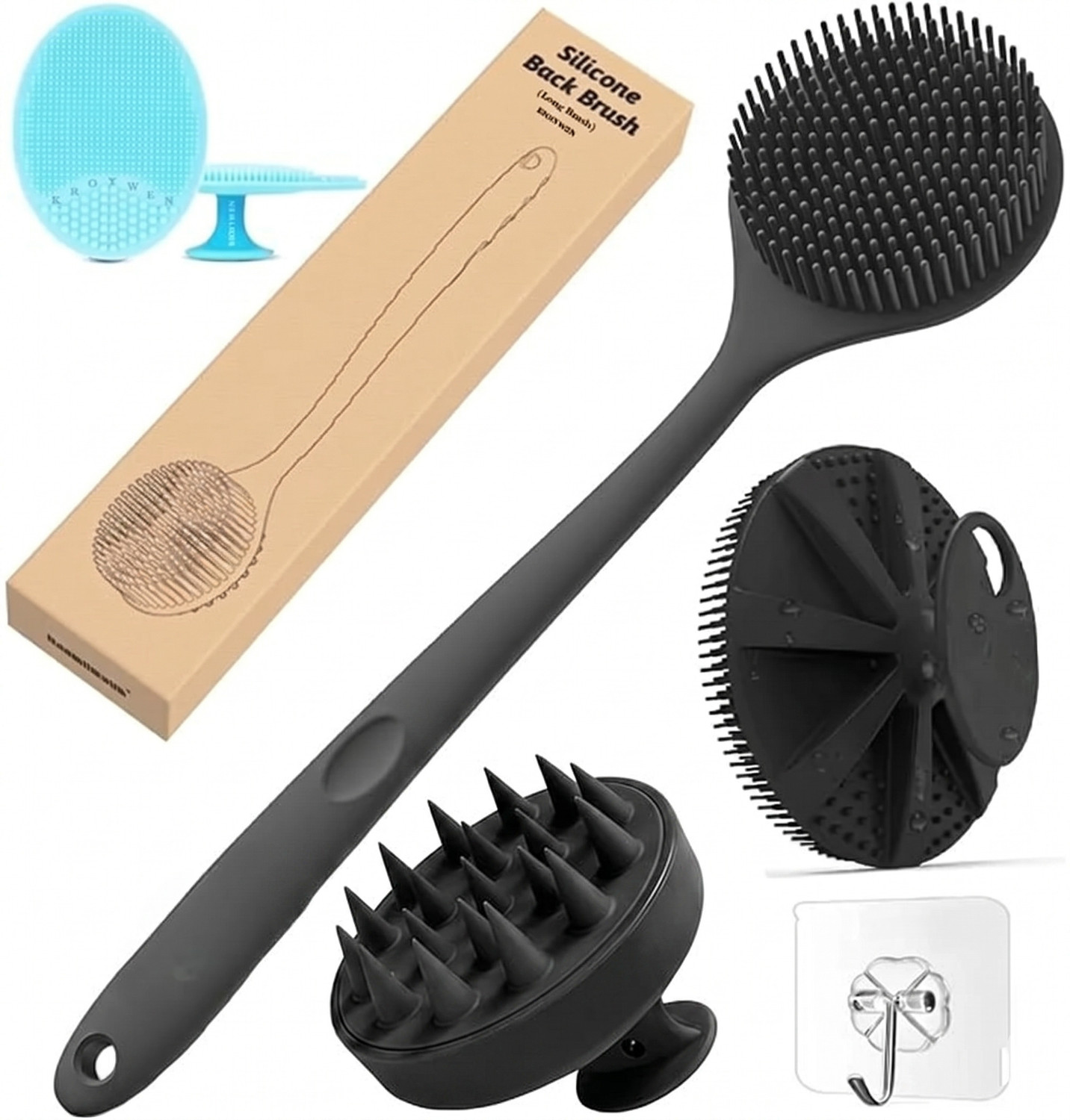CYNGLEM Silicone Shower Back Brush & Body Scrubber Set (5 Pieces) - Image 1