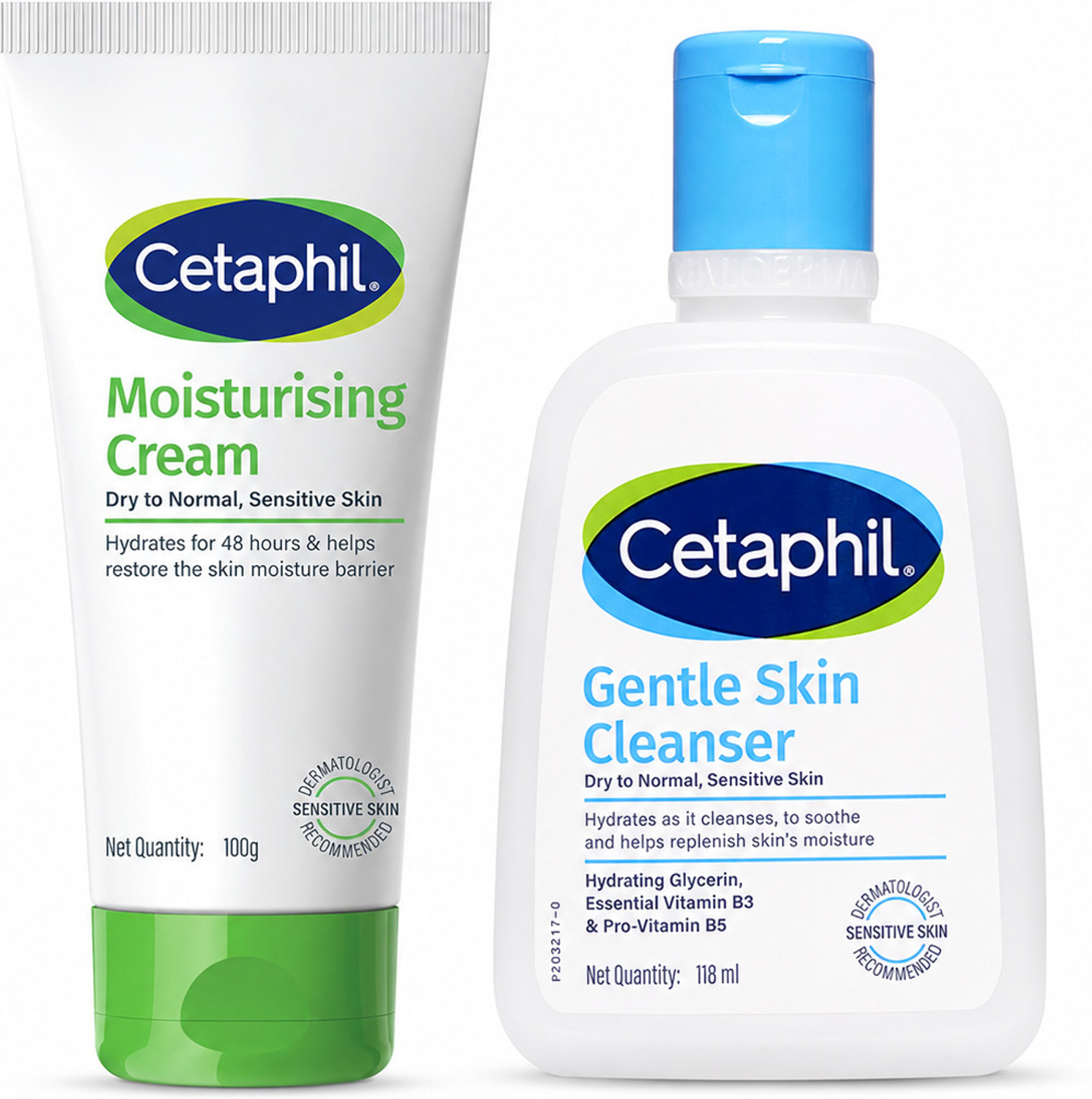 Cetaphil Gentle Skin Cleanser 118ml & Moisturising Cream 100g Combo - Image 1