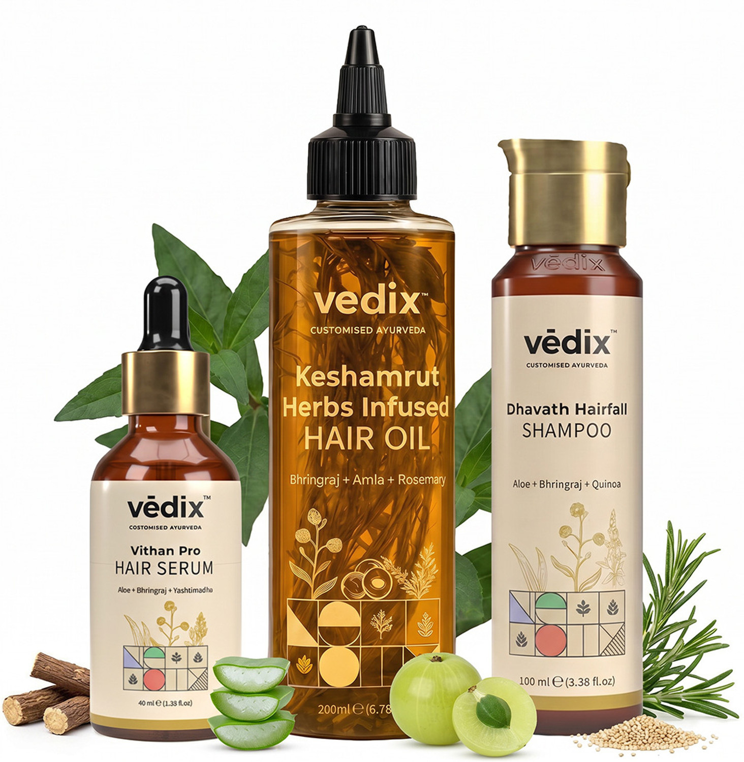 Vedix Keshamrut Kit: Oil, Shampoo & Serum - Image 1