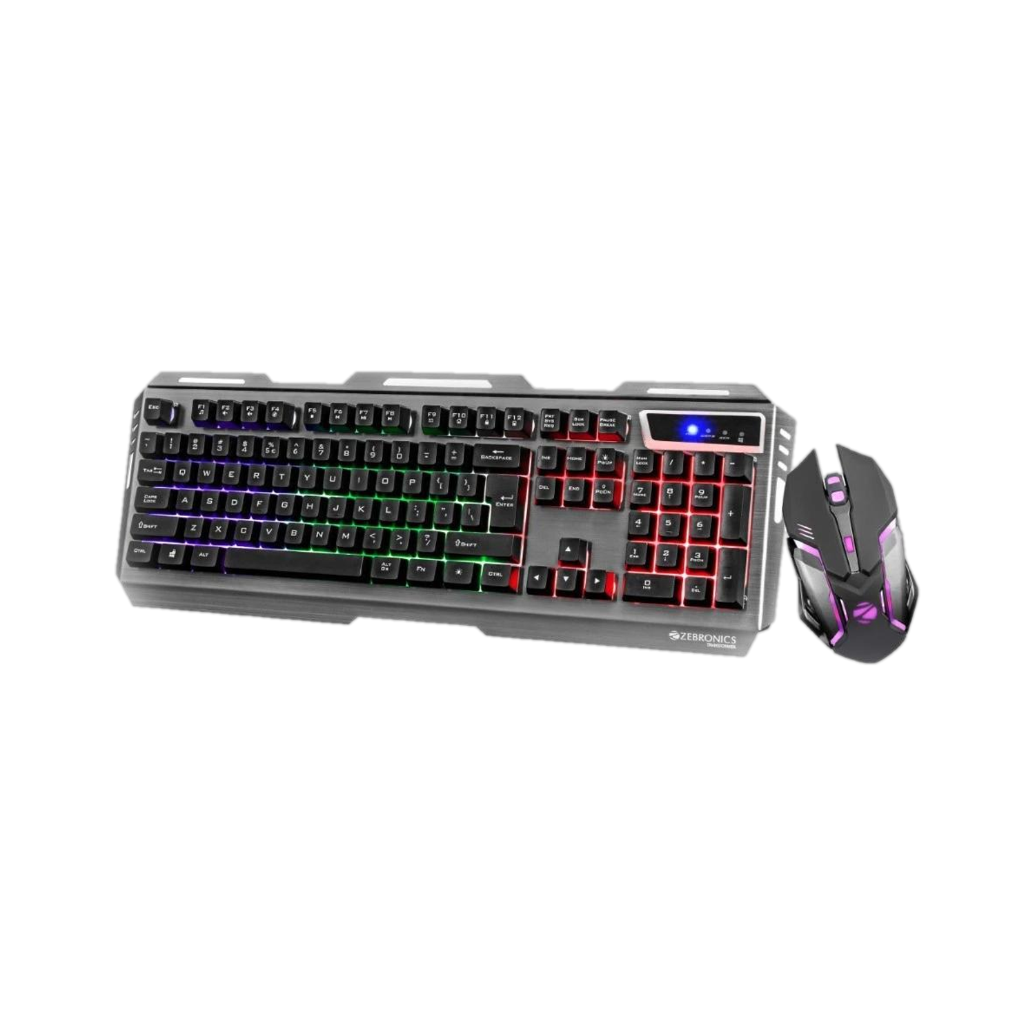 ZEBRONICS Transformer (ZEB KMC 10) Wired USB Standard Laptop Keyboard Compatible with Desktop, Laptop, Mac with Upto 3200 DPI Gaming Mouse, Braided Cable, Durable Aluminum Body, Multi-Color LED Lights, 6 Mouse Buttons, Multimedia Keys (Black) - Image 1