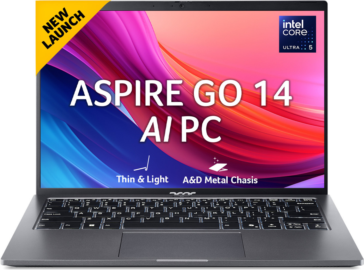 Acer Aspire Go 14 Intel Core Ultra 5 125H - (16 GB/1 TB SSD/Windows 11 Home) AG14-71M Thin and Light Laptop (14 Inch, Steel Gray, 1.5 Kg, With MS Office) - Image 1