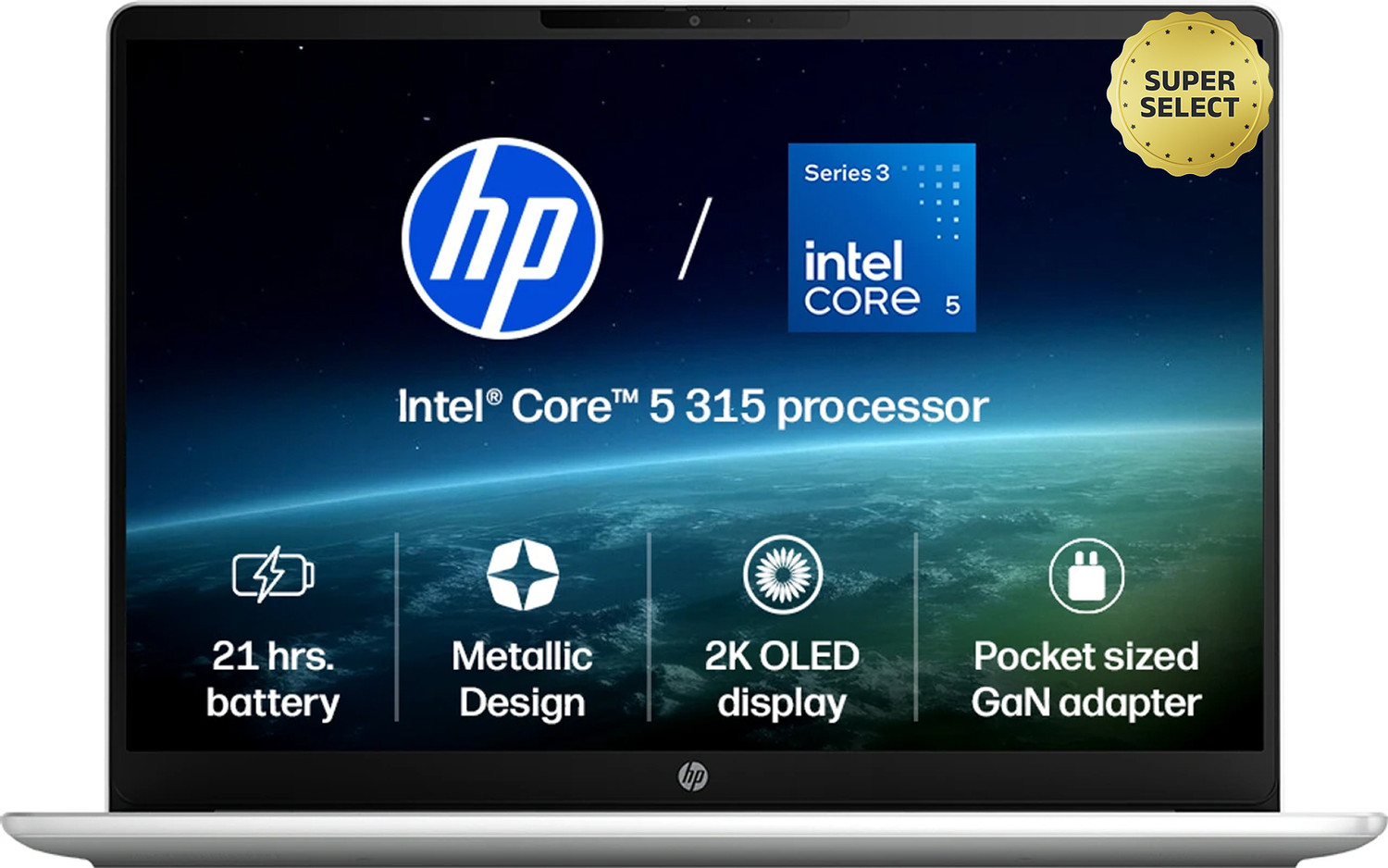 HP Omnibook 3 Next Gen AI PC, 2K OLED Intel Core 5 Series 3 315 - (12 GB/512 GB SSD/Windows 11 Home) 14-ht0242TU Laptop (14 inch, Glacier Silver Aluminum, 1.4 kg, With MS Office) - Image 1
