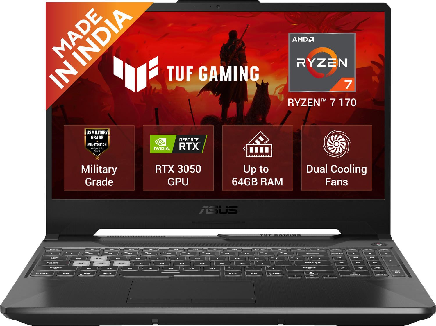 ASUS TUF Gaming A15 (2026) AMD Ryzen 7 170 - (16 GB/512 GB SSD/Windows 11 Home/4 GB Graphics/NVIDIA GeForce RTX 3050/144 Hz) FA506NCQ-IN080W Gaming Laptop (15.6 inch, Graphite Black, 2.3 kg) - Image 1