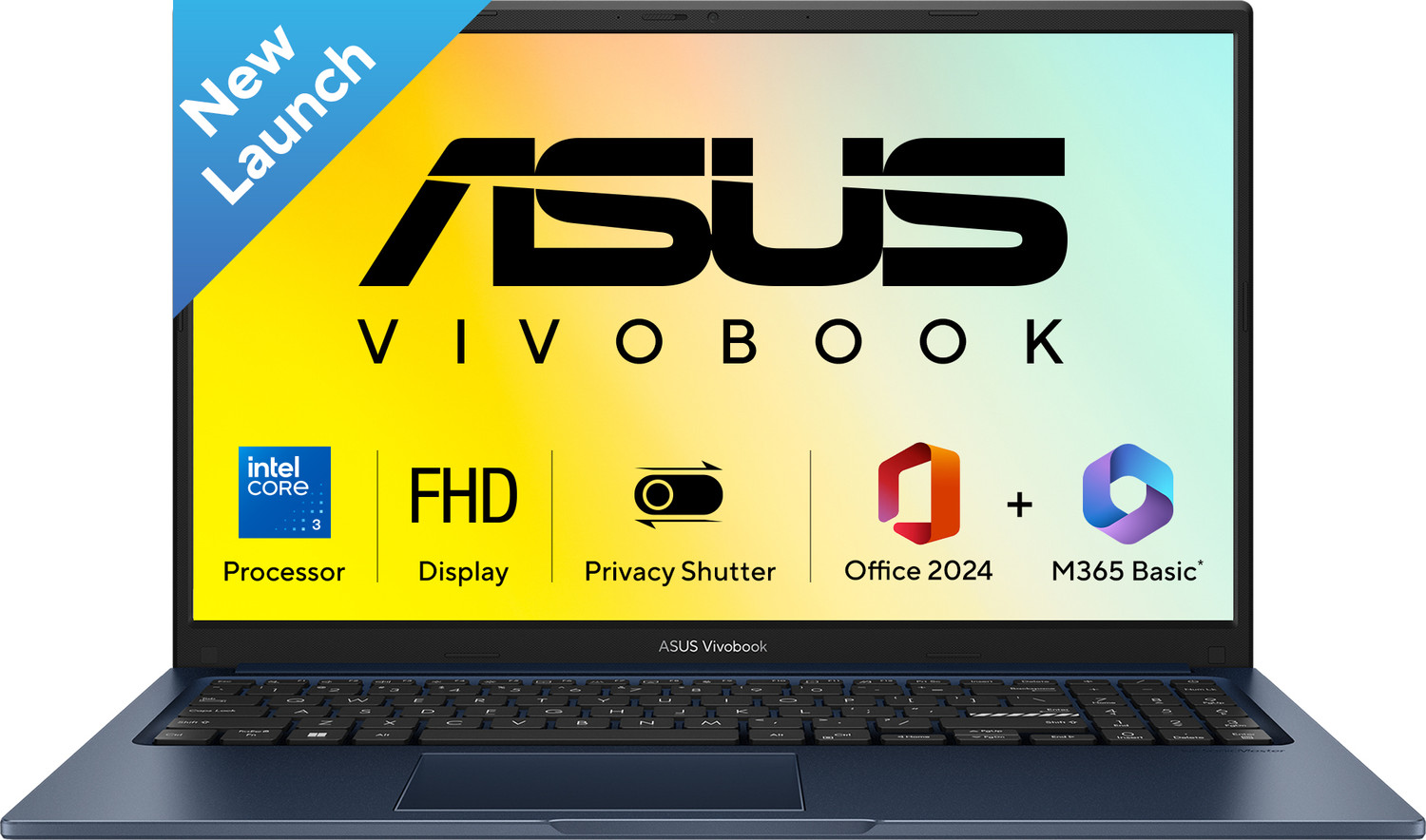 ASUS Vivobook 15 (2026) with Office 2024 + M365 Basic(i3 14th Gen) Intel Core 3 14th Gen 100U - (8 GB/512 GB SSD/Windows 11 Home) X1504VAP-BQ1322WS Thin and Light Laptop (15.6 inch, Quiet Blue, 1.7 kg, With MS Office) - Image 1