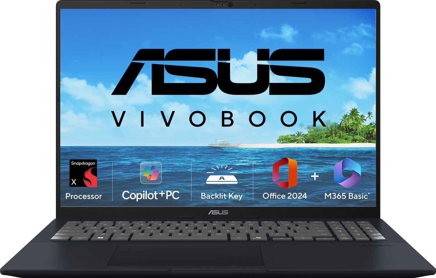 ASUS Vivobook 16 (2025), Copilot + PC with Backlit Keyboard, AI PC, Snapdragon X - (16 GB/512 GB SSD/Windows 11 Home) X1607QA-MB049WS Thin and Light Laptop (16 Inch, Quiet Blue, 1.88 Kg, With MS Office) - Image 1
