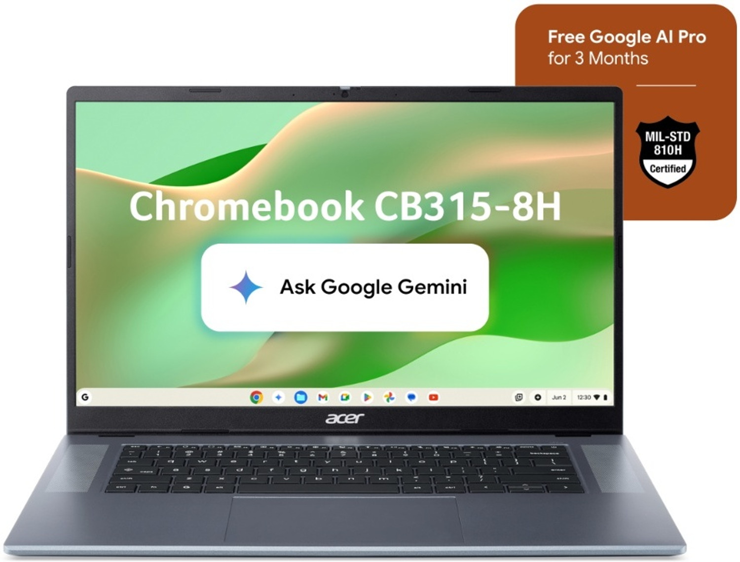 Acer Chromebook CB315-8H 15.6 inch Silver - Image 1