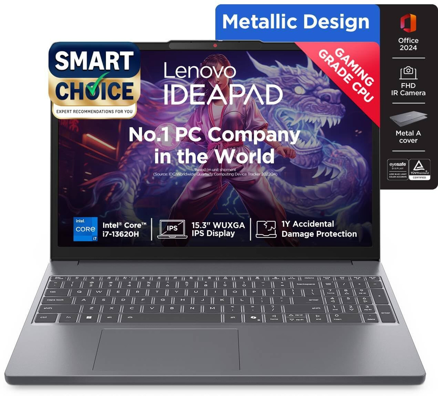 Lenovo Intel Core i7 13th Gen - (16 GB/512 GB SSD/Windows 11 Home) 83K100CJIN Laptop (15.3 Inch, Grey, With MS Office) - Image 1