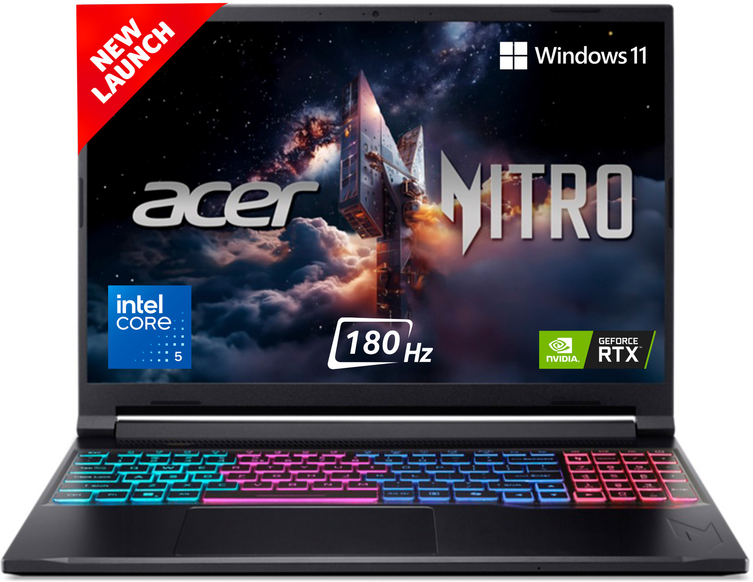Acer NITRO V 16S (i5 14th Gen) Intel Core 5 210H - (16 GB/512 GB SSD/Windows 11 Home/8 GB Graphics/NVIDIA GeForce RTX NVIDIA GeForce RTX 5050/180 Hz) ANV16S-71 Gaming Laptop (16 Inch, Obsidian Black, 2.1 kg) - Image 1