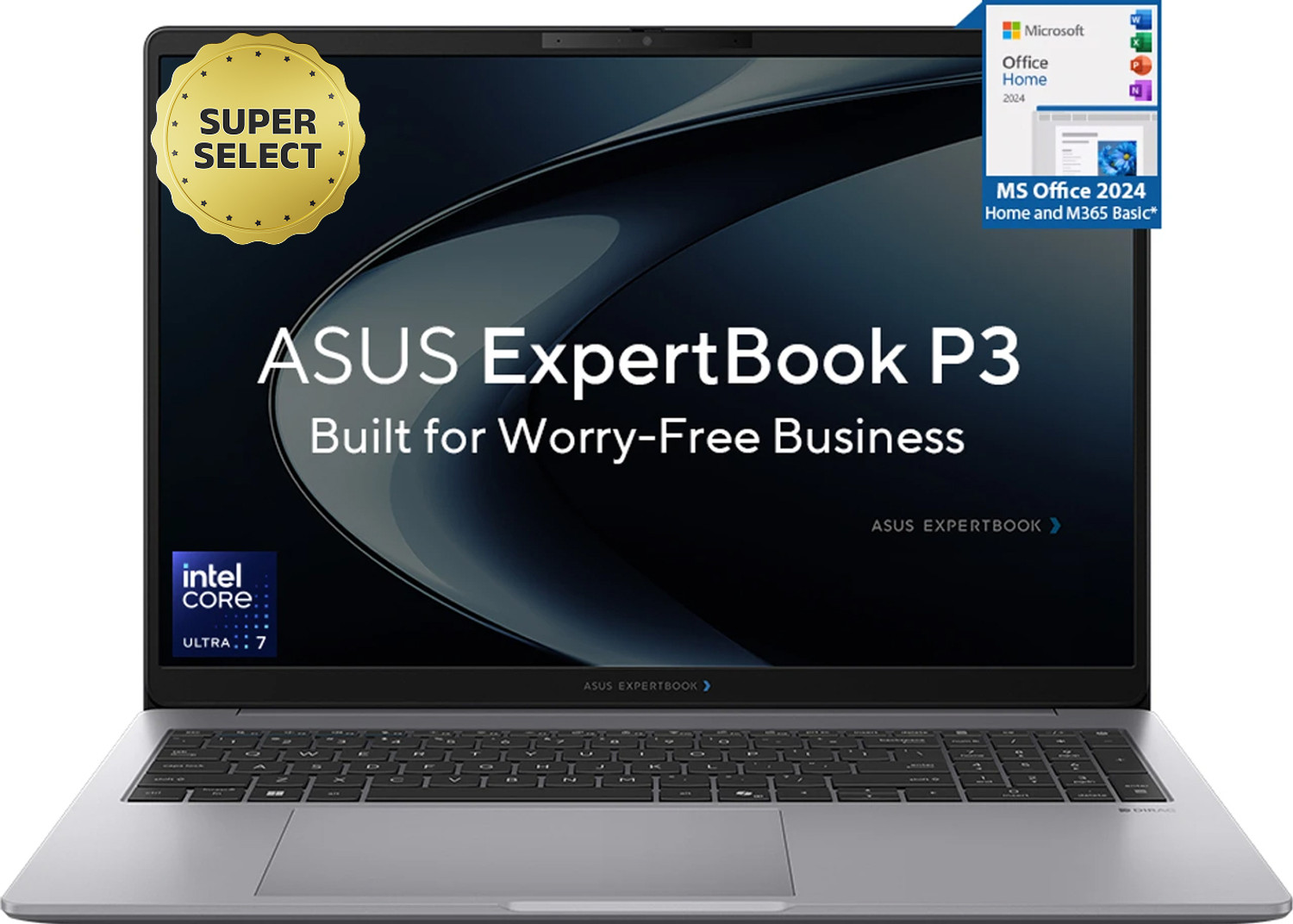 ASUS ExpertBook P3 with AI PC IR Cam 1 Yr ADP Intel Core Ultra 7 255H - (16 GB/512 GB SSD/Windows 11 Home) P3606CCAP-MB0056WS / P3606CCAP-MB0432WS Thin and Light Laptop (16 inch, Misty Grey, 1.80 Kg, With MS Office) - Image 1