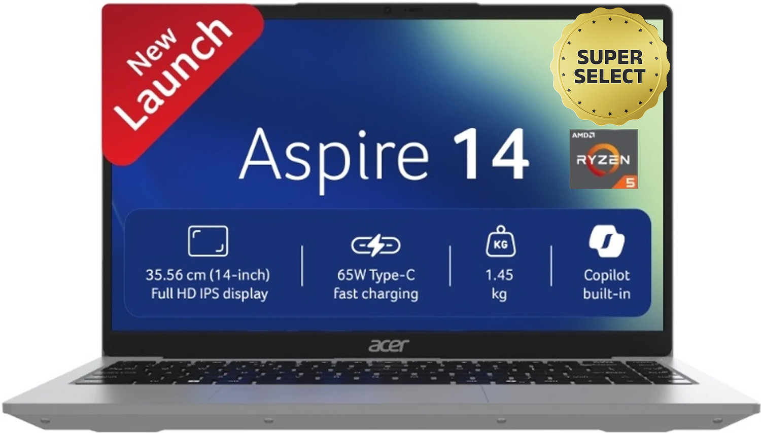 Acer Aspire 14 AMD Ryzen 5 3500U - (8 GB/512 GB SSD/Windows 11 Home) AS14-39 Notebook (14 inch, Light Silver, 1.45 kg) - Image 1