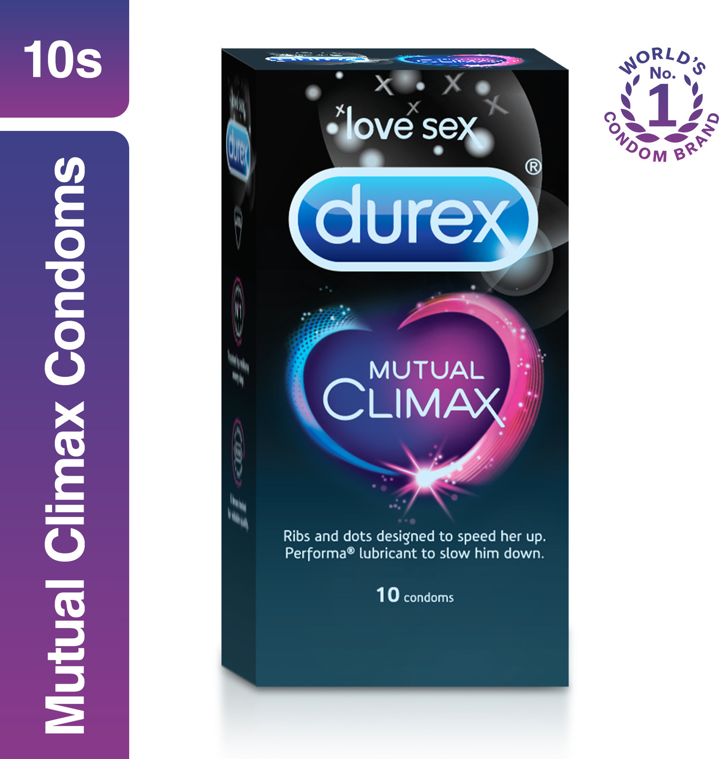 DUREX Mutual Climax Condoms with Delay Lubricant, 10 Pack - Image 1