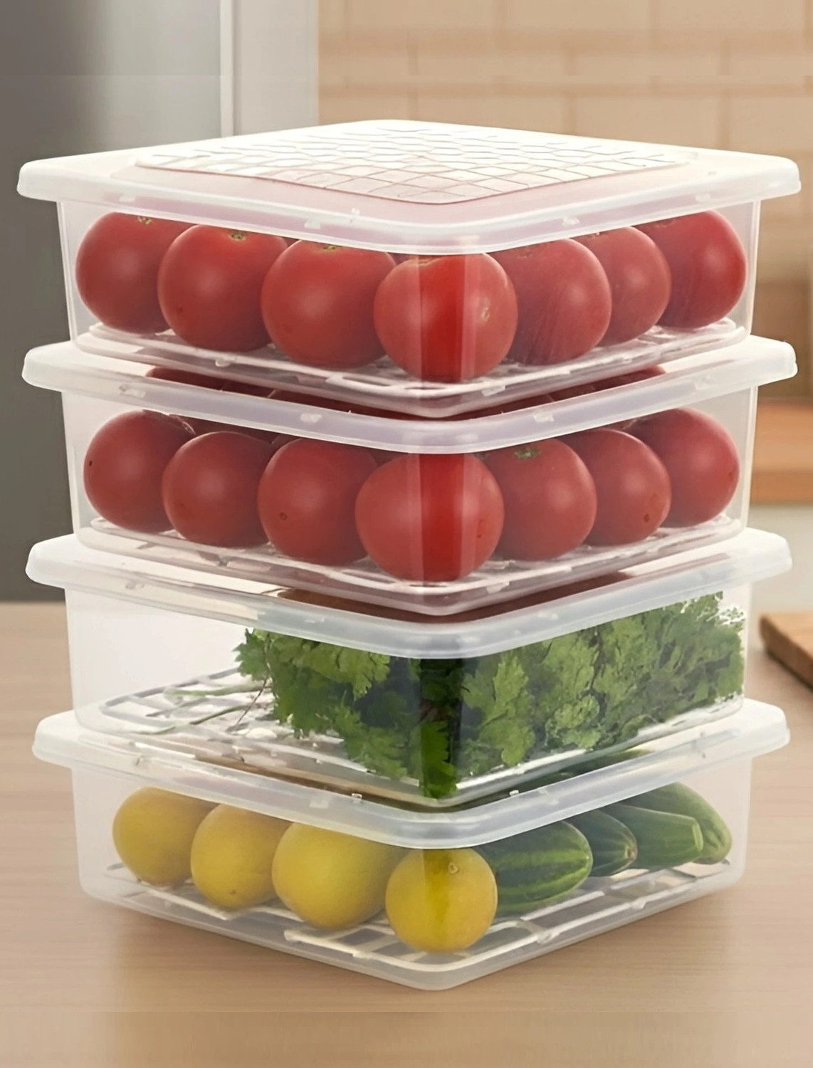 Craftbin Plastic Fridge Container 2400ml (Pack of 4, Clear) - Image 1