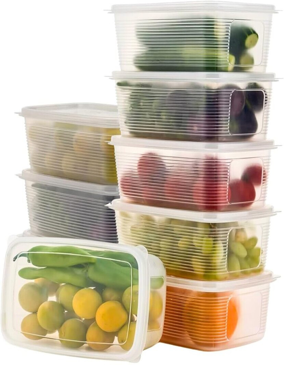 prayati Plastic Fridge Container - 1800 ml (Pack of 8, White) - Image 1