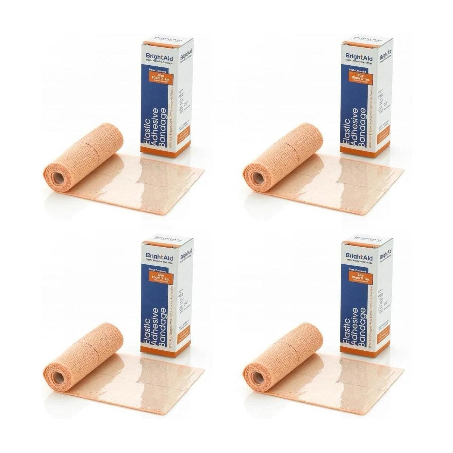 BRIGHT AID Elastic Adhesive Bandage 10cm x 1m, Pack of 4 - Image 1