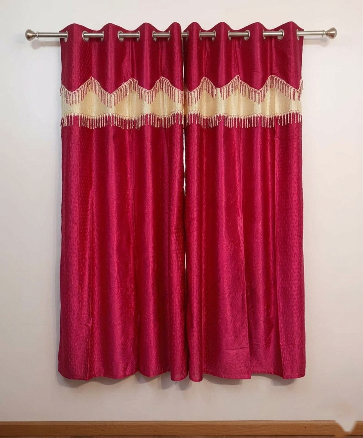 GD Fashion 152 cm Polyester Semi Transparent Curtain (Pink) - Image 1