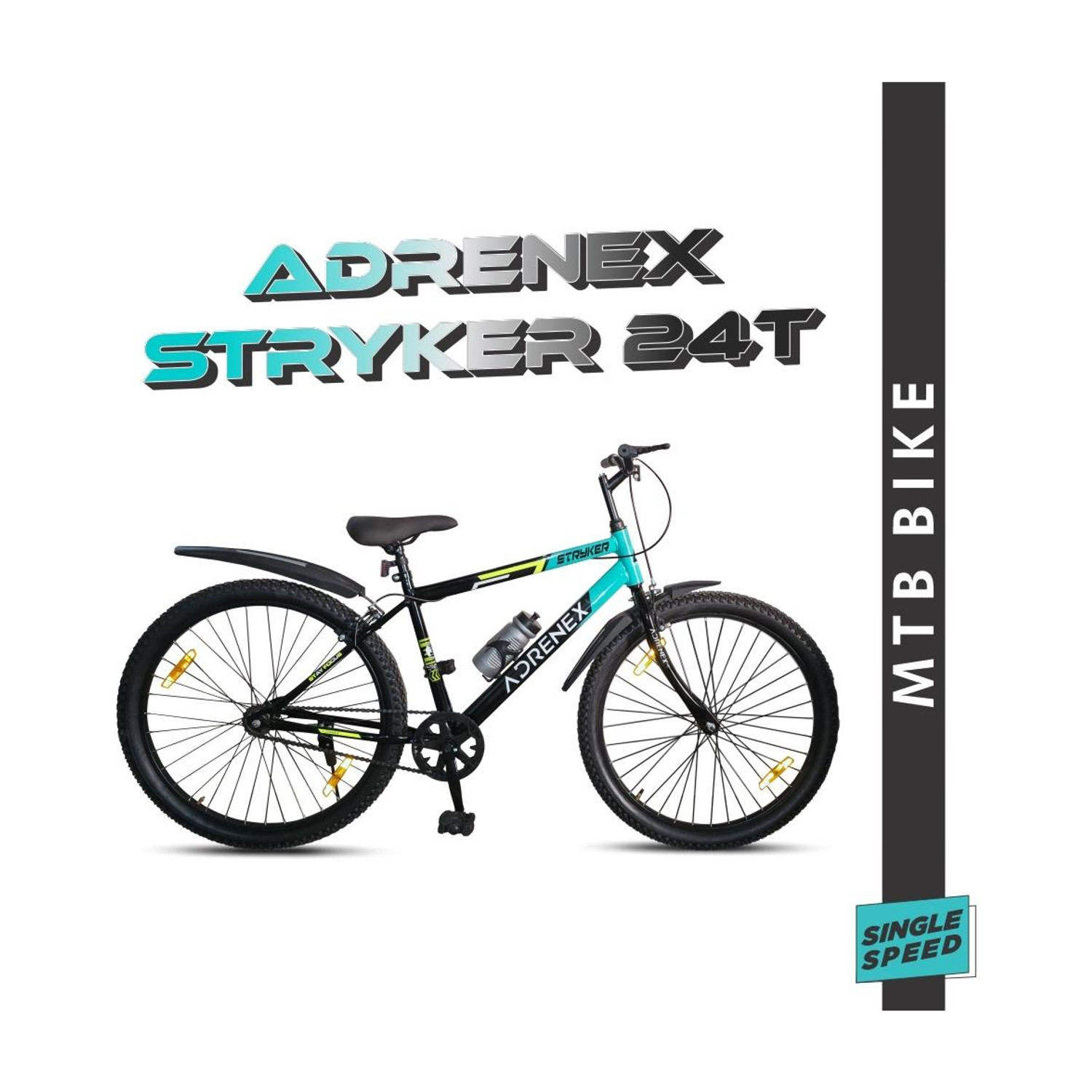 Adrenex Stryker 24T | 85% Pre-Assembled 24 T (inch) Mountain Cycle (Single Speed, Blue, Rigid) - Image 1