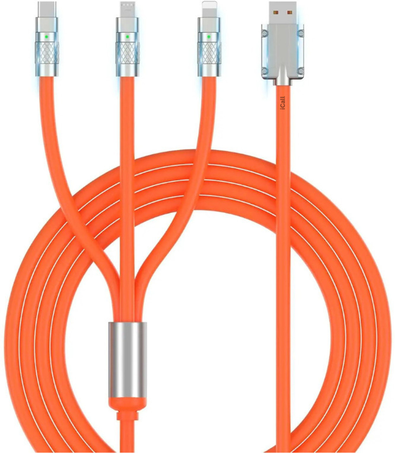 icall 3-in-1 Cable 1.2m 120W Orange - Image 1
