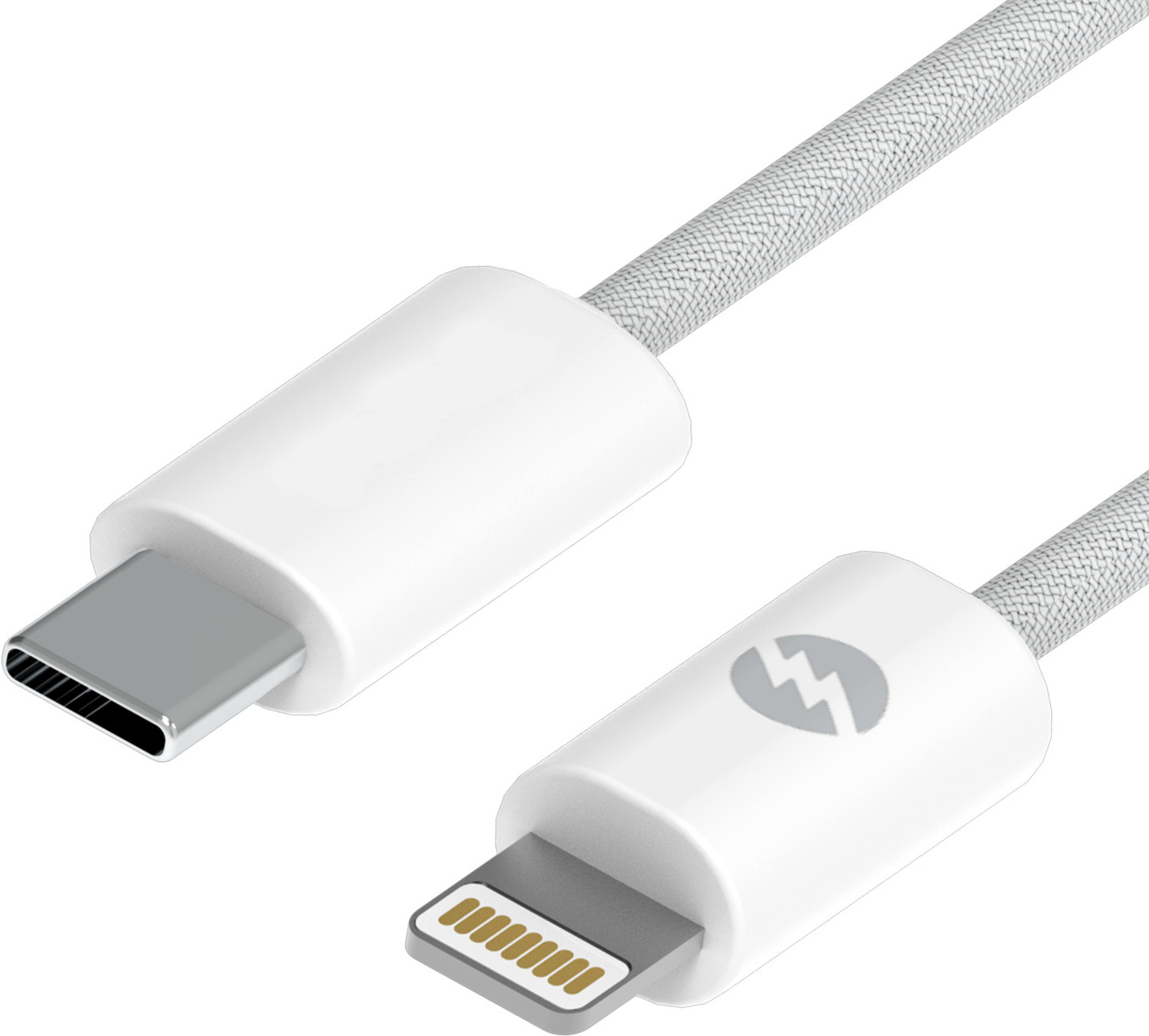 AMKETTE Lightning Cable 3A 1.2m Fabric Braided White - Image 1