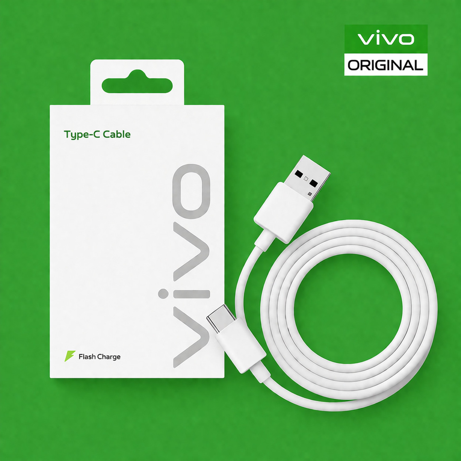 vivo Type C 6 A 0.97 m Copper USB Type-C Cable | Fast Charge & Sync | 480Mbps Speed (Compatible with Vivo Mobile Phone, Vivo Earbuds, Vivo Charger, White, One Cable, USB Type A To USB Type C, 120 W) - Image 1