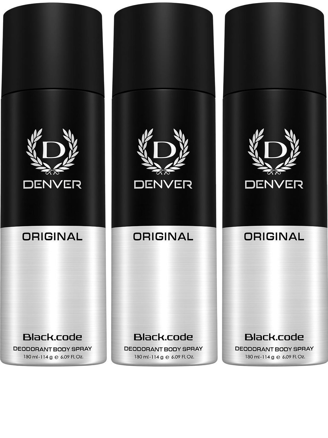 DENVER Black Code Body Spray 540ml (Pack of 3) - Image 1
