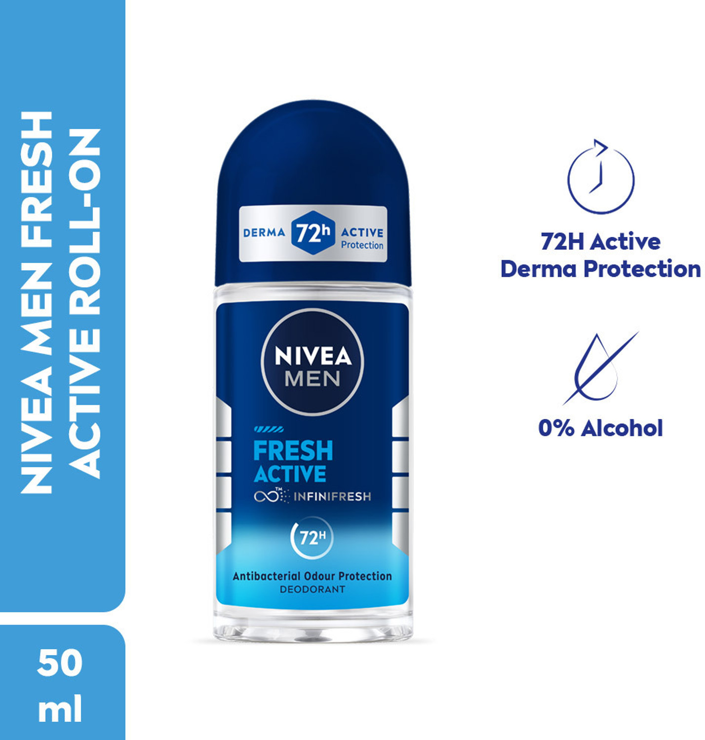Nivea Men Fresh Active Deodorant Roll-on 50ml - Image 1