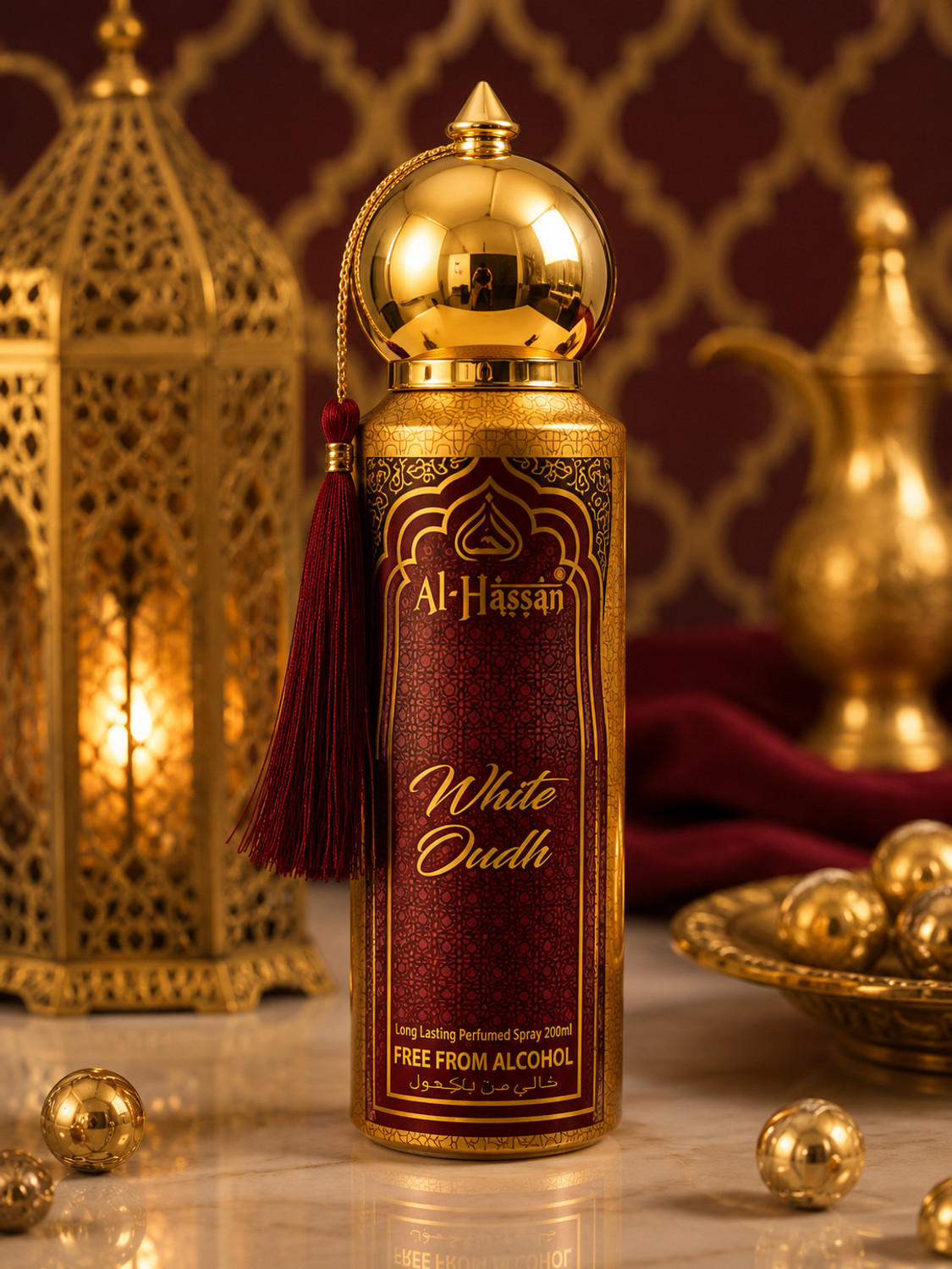Al Hassan White Oudh Alcohol Free Fragrance Spray 200ml - Image 1