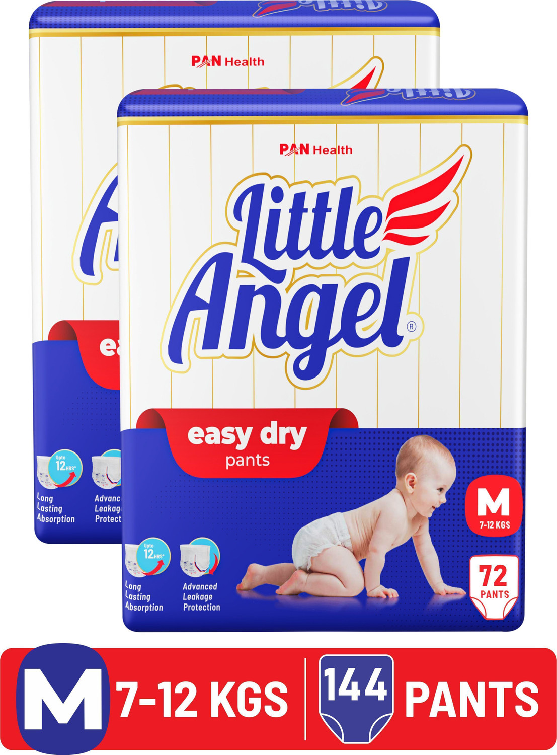 Little Angel Easy Dry Diaper Pants M, Pack of 2 · 12 kg (24 kg total) - Image 1