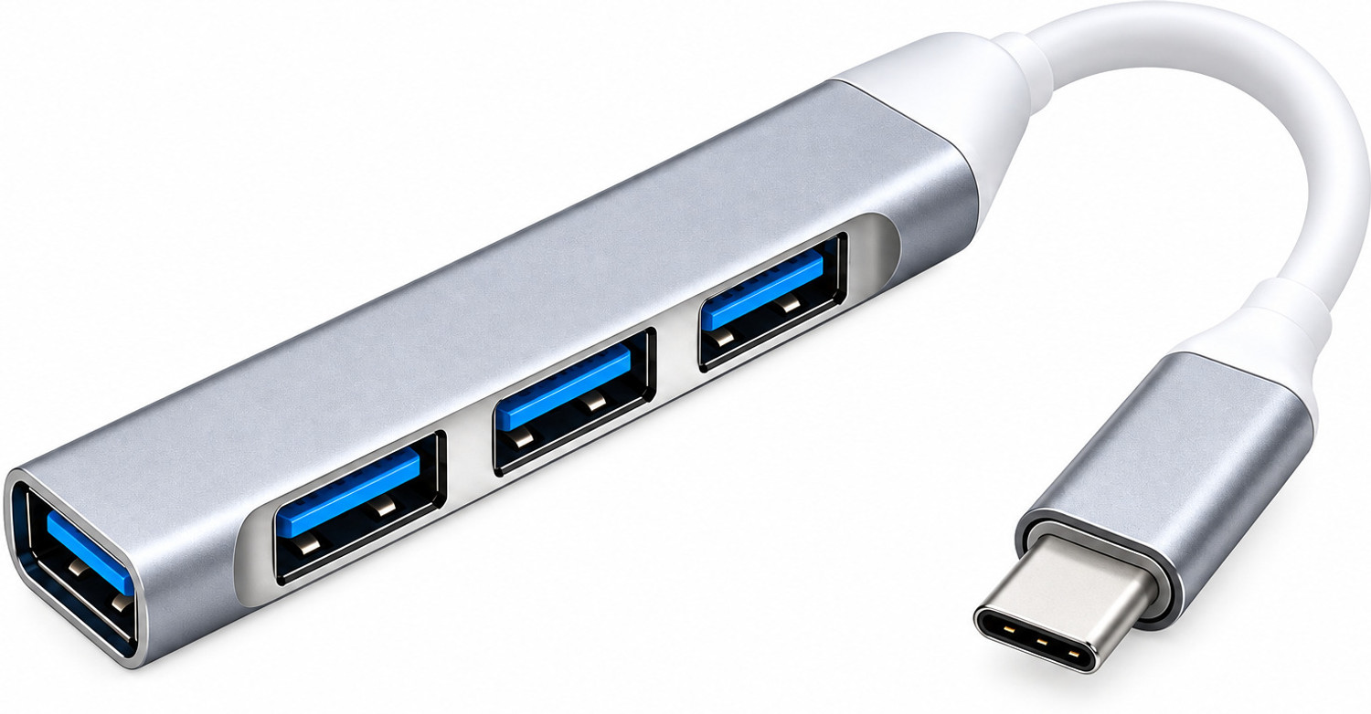 AGInfoMart AGUH12 Type C & Micro USB 4 in 1 OTG Connector Docking station (Silver) - Image 1