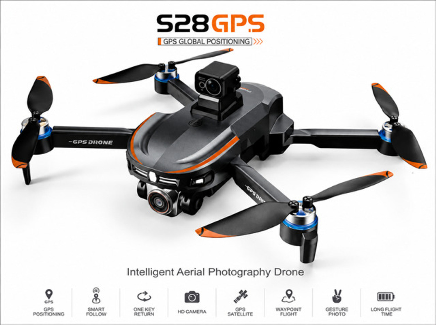 Playtastic S28 GPS Drone With 4k HD Camera Foldable Quadcopter GPS Auto Return Drone - Image 1