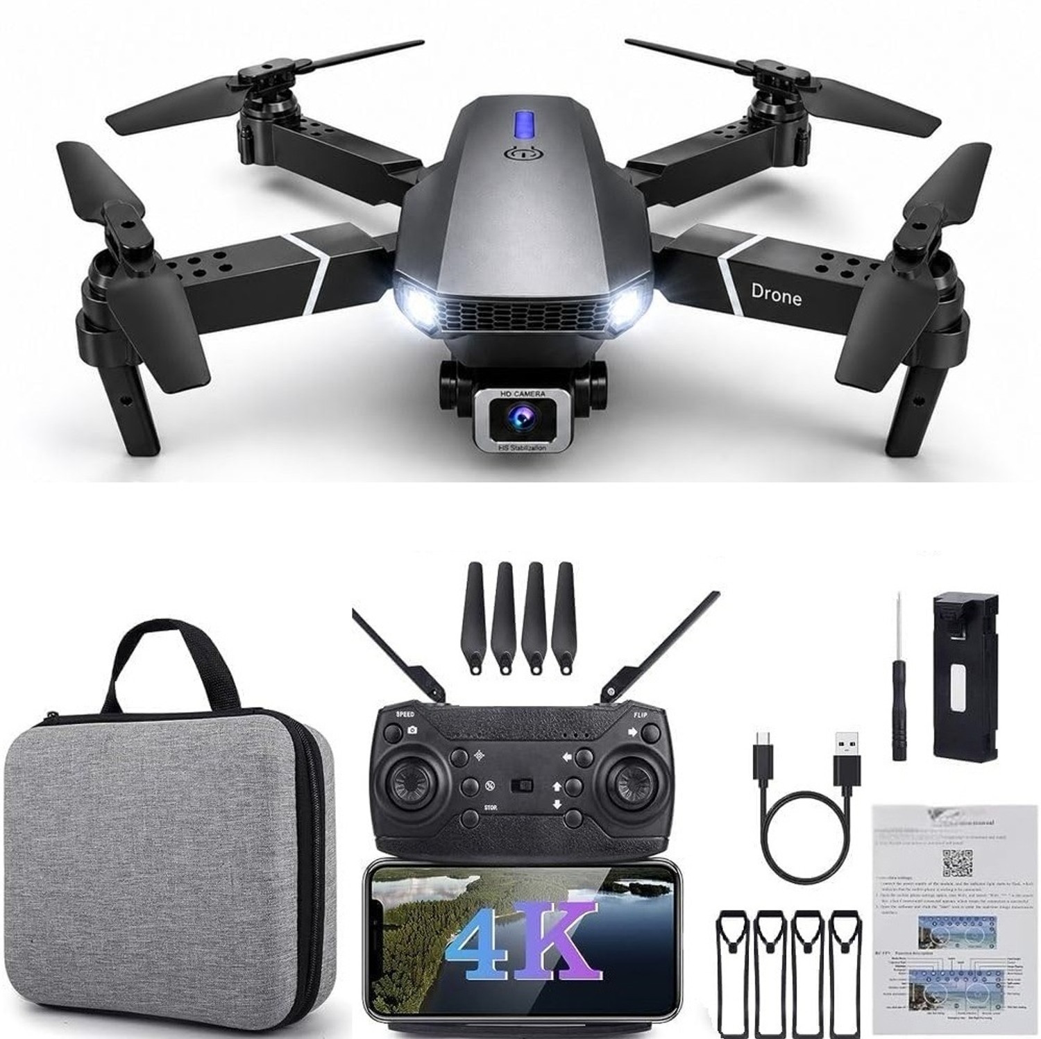WALLI WILLA E88 Pro 4K Dual Camera Foldable Drone - Image 1