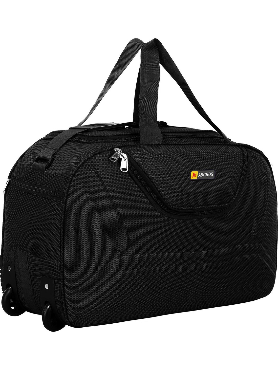 ASCROS 60 L Strolley Duffel Bag - Lightweight Rolling Duffel Bag - 2 Wheel luggage bag with top handle - Black - Large Capacity - Image 1