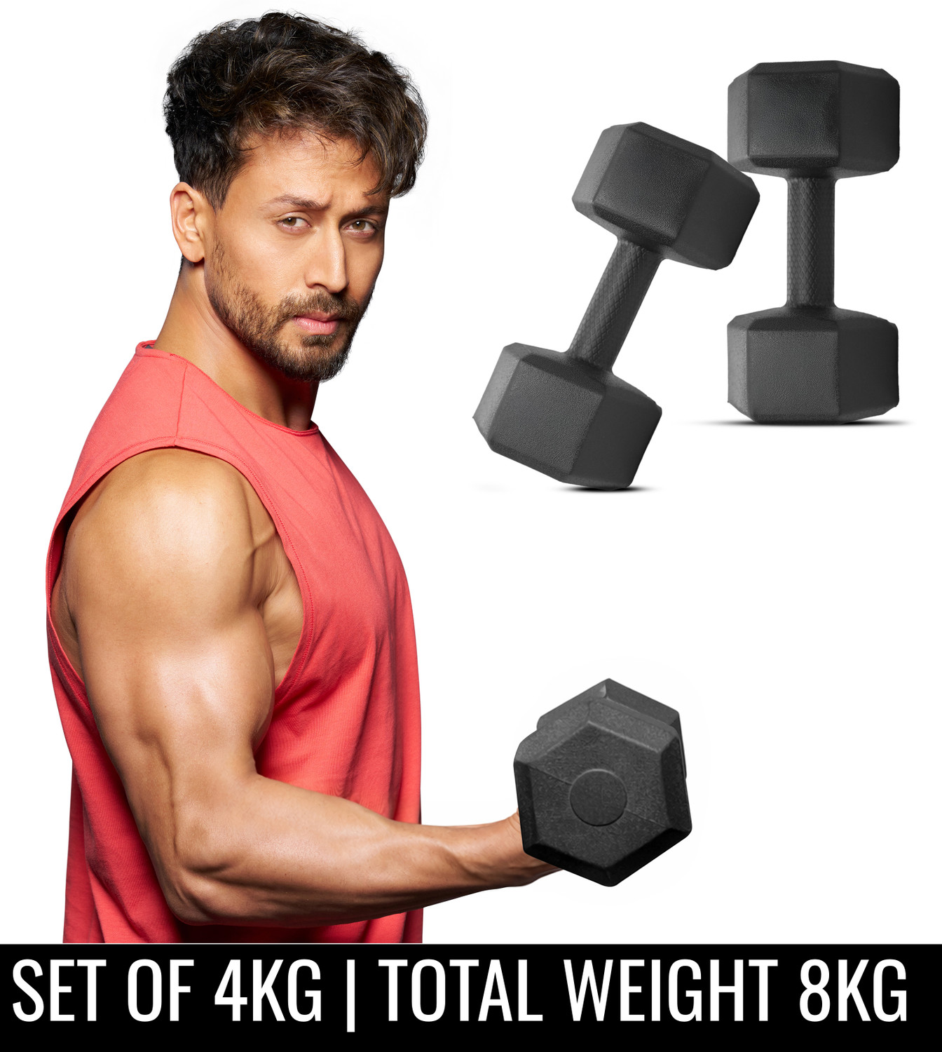 SLOVIC PVC Dumbbells Set for Home Gym | 4 Kg | Set of 2 | Fixed Weight Dumbbell (8 kg) - Image 1