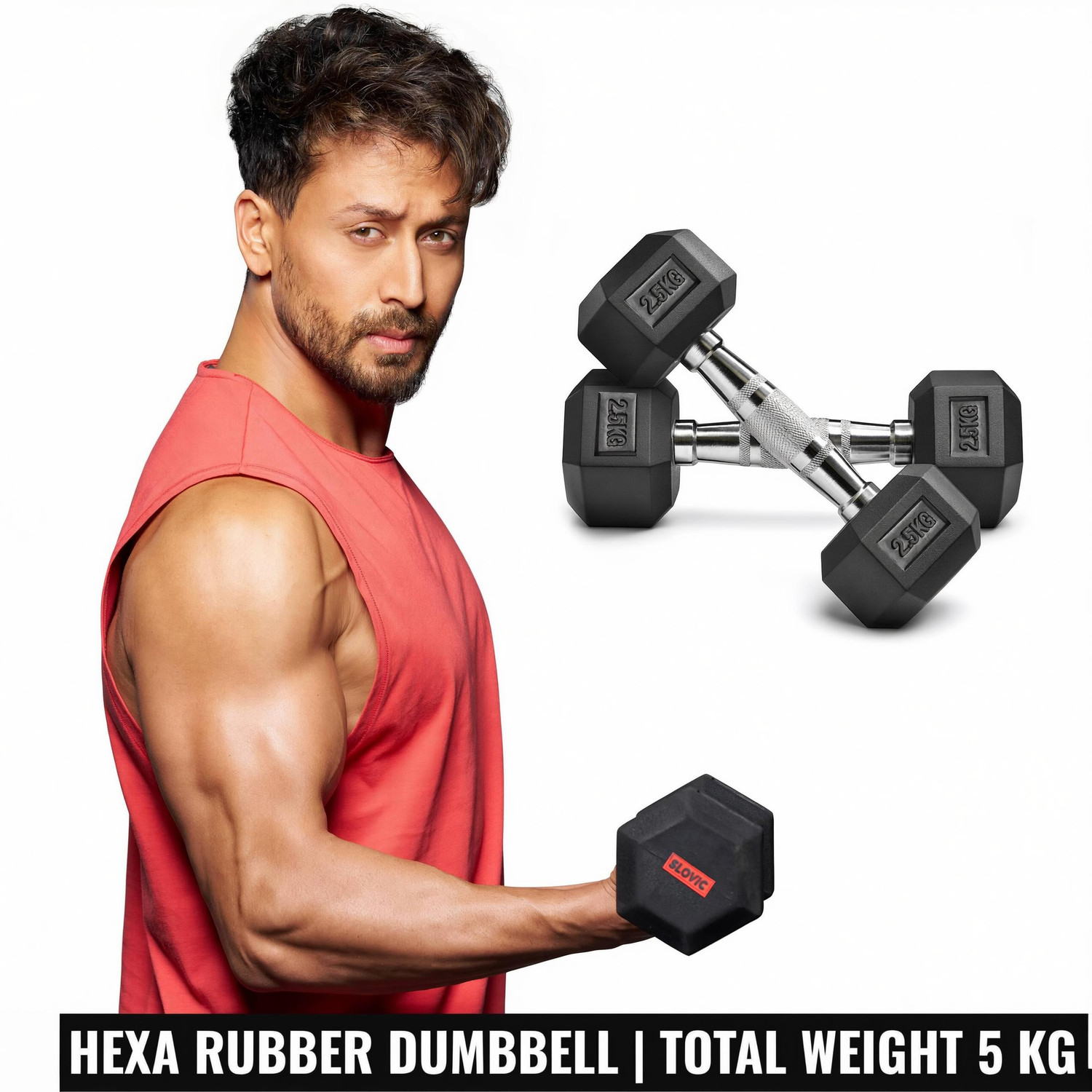 SLOVIC Dumbbells Set for Home Gym | 2.5 kg| Set of 2 Fixed Weight Dumbbell (5 kg) - Image 1