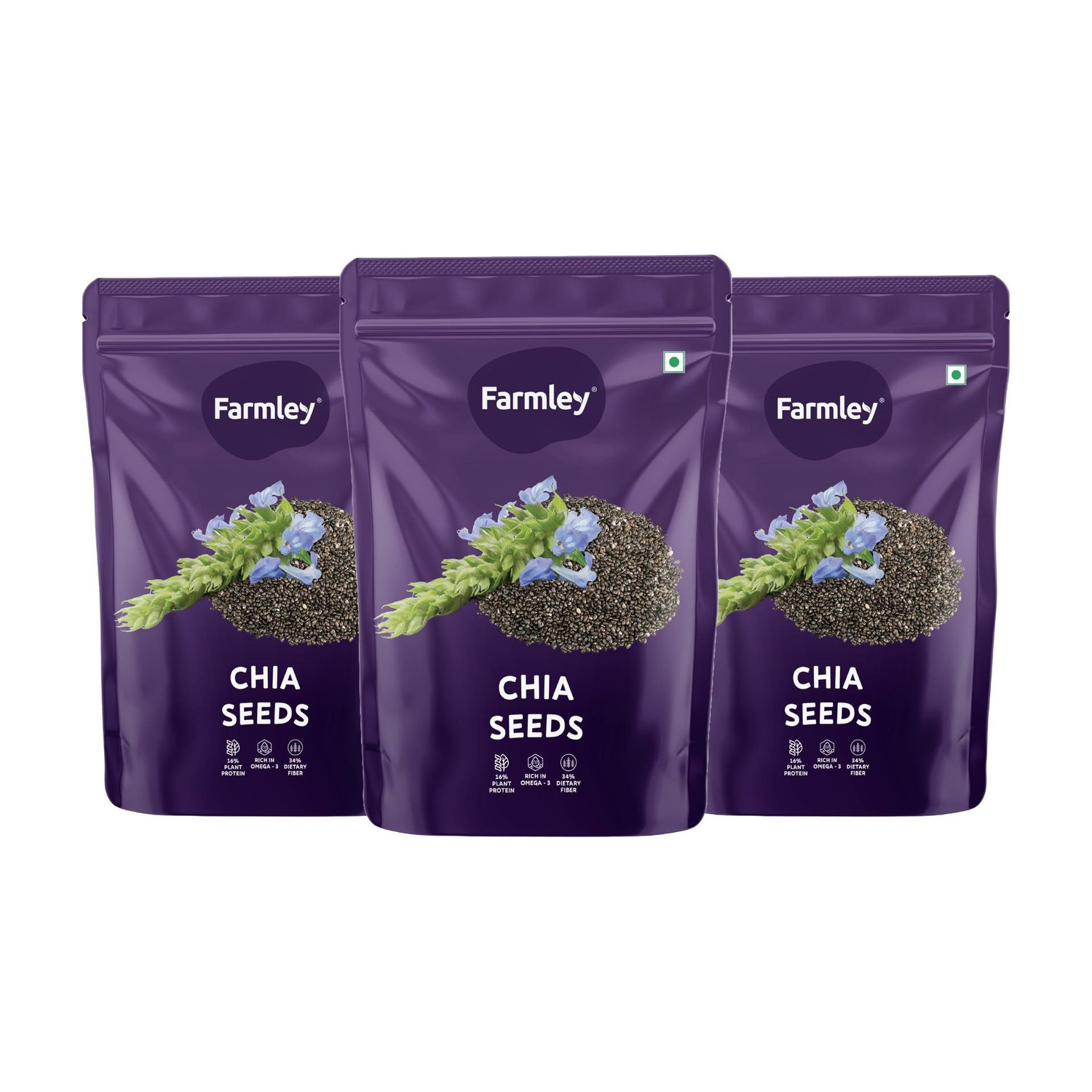 Farmley Premium Chia Seeds 600g (3 x 200g) - Image 1