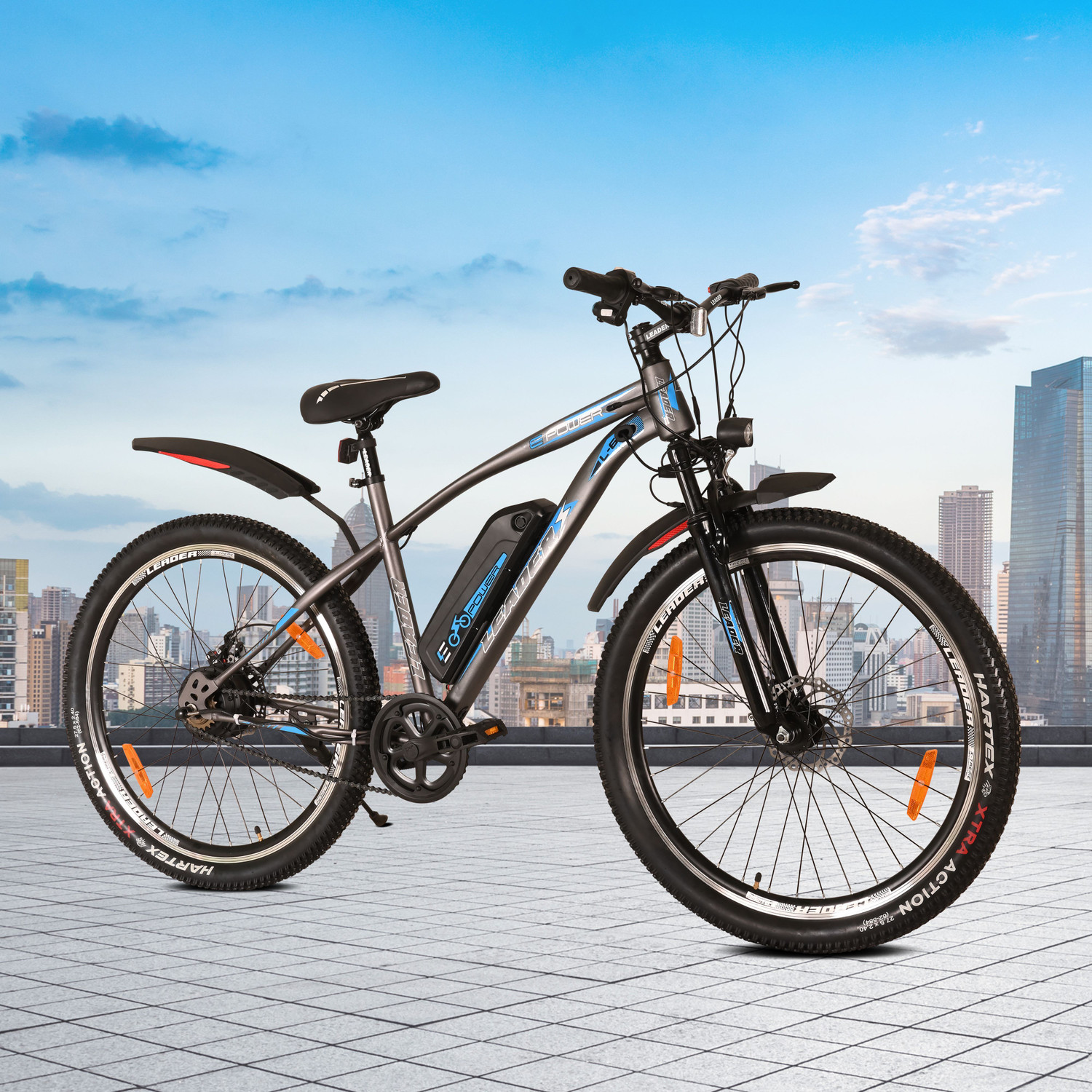 LEADER E-Power L6 with Front Suspension,Dual Disc Brake & Superior Off-Road performance 27.5 inches Single Speed Lithium-ion (Li-ion) Electric Cycle - Image 1