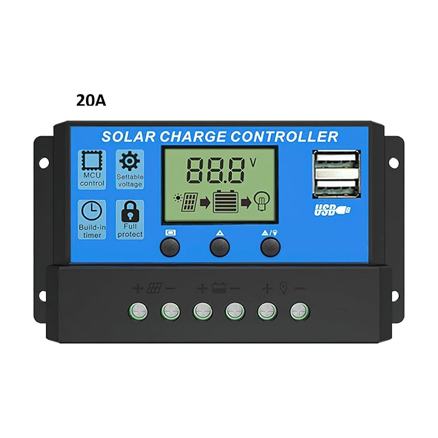 SG Flash 20A Solar Energy panel Controllers Battery Regulator for with USB Port 12V/24V Alternative Energy Electronic Hobby Kit - Image 1