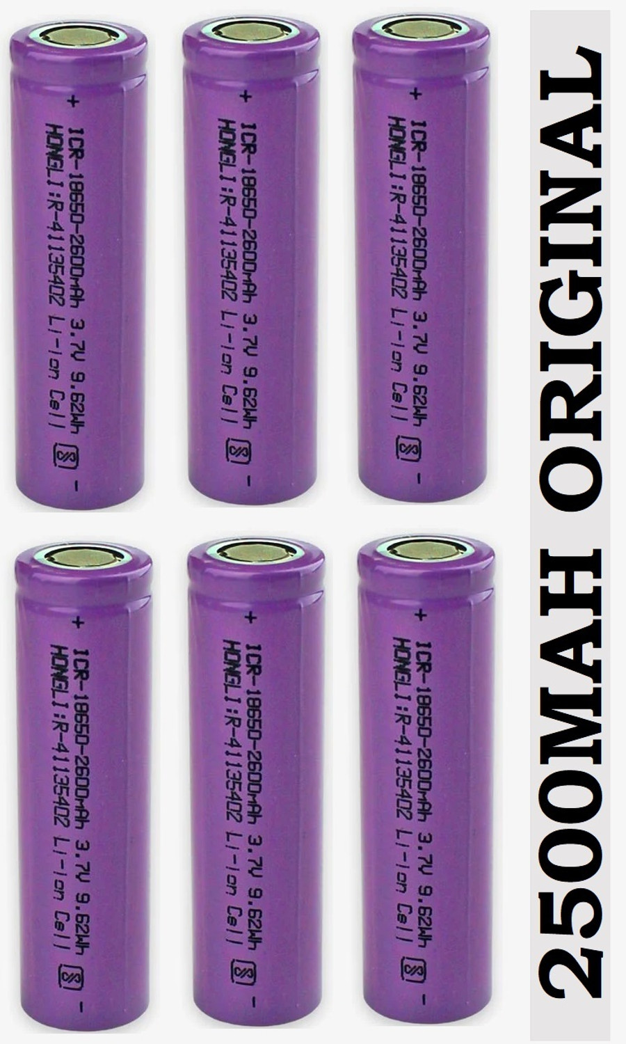 SG Flash 6 PCS 18650 Li-ion Rechargeable 2500mAh Lithium 42 GRAMS EACH Alternative Energy Electronic Hobby Kit - Image 1