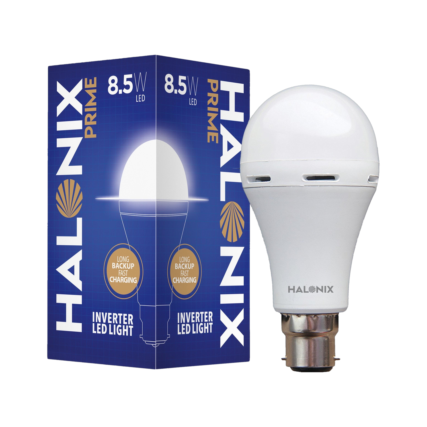 HALONIX 8.5W B22 Cool White Rechargeable Emergency LED Bulb - Image 1