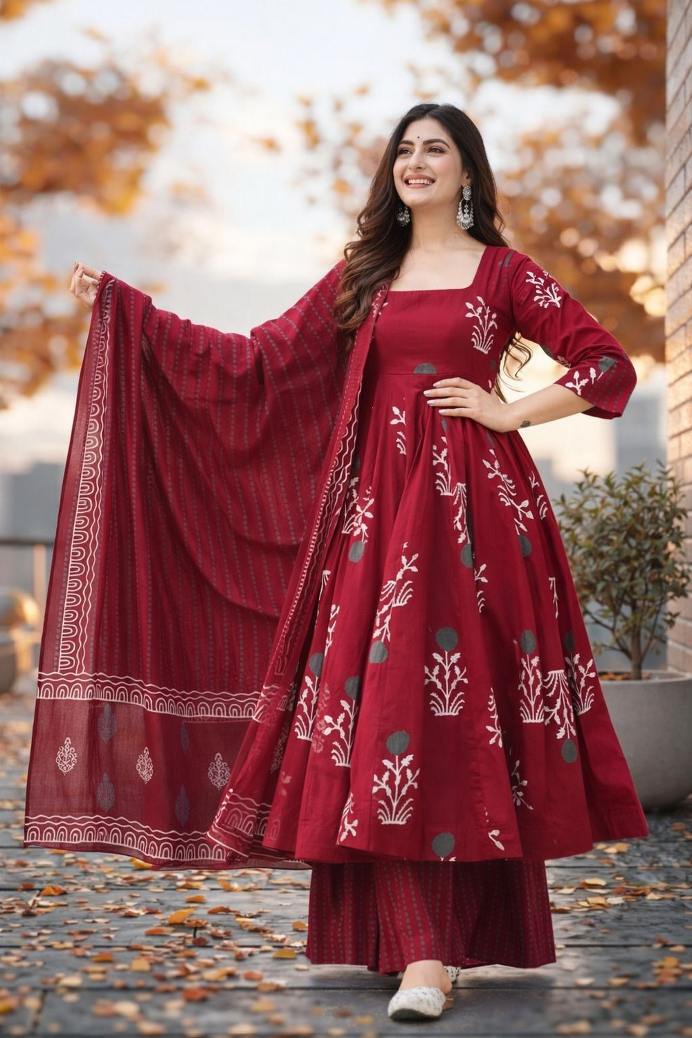 AnAdhTex Women Viscose Rayon Kurta Pant Dupatta Set - Image 1