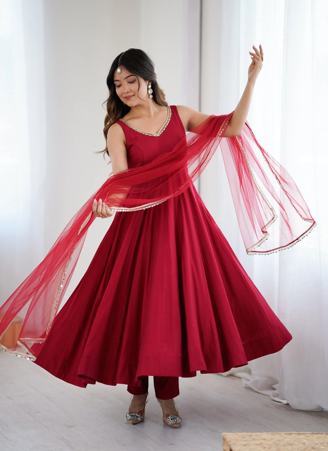 CALLME TEXTILE & DESIGN Women Cotton Rayon Ethnic Top Pant Dupatta Set - Image 1