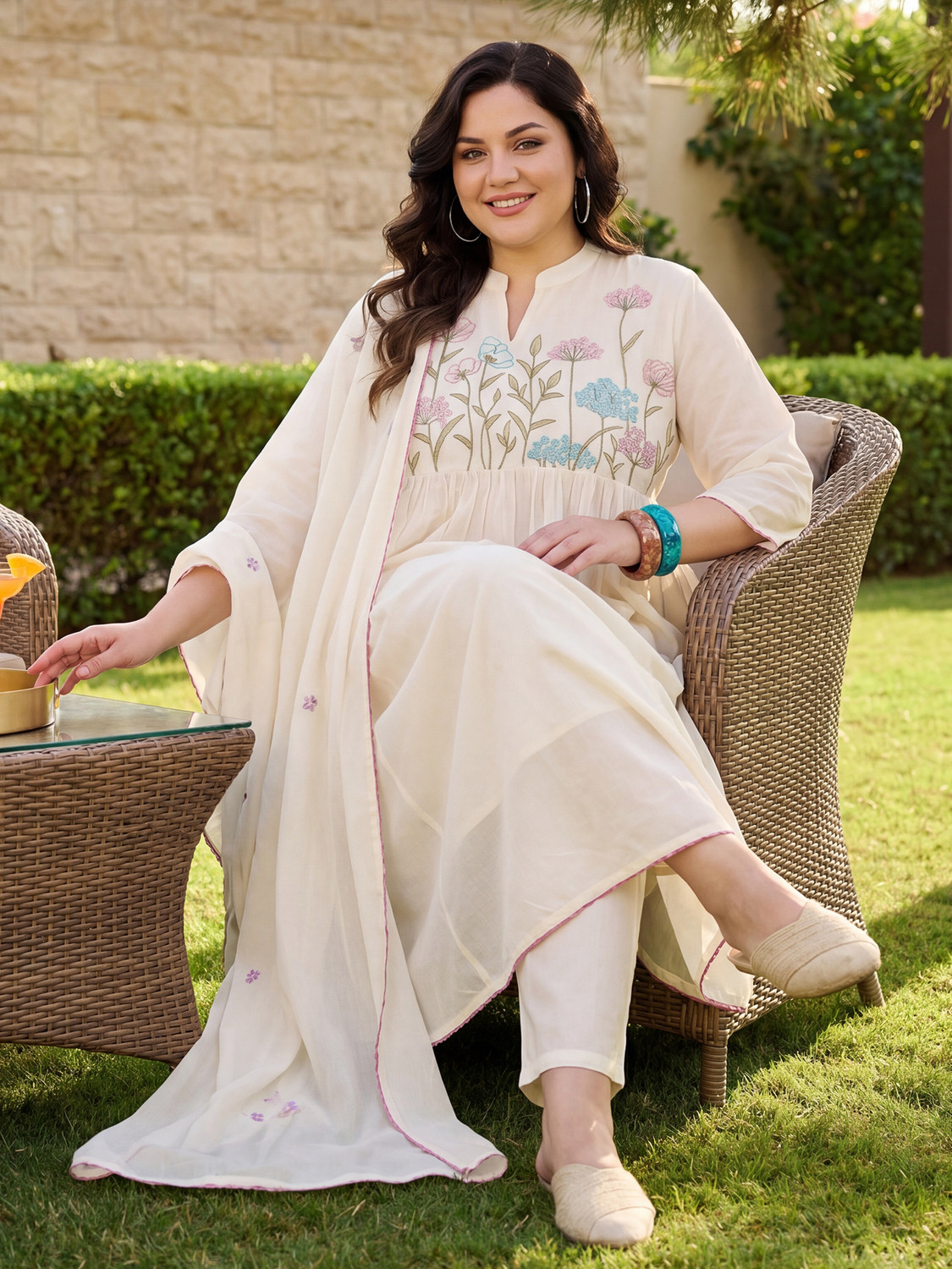 Indo Era Women Kurta Pant Dupatta Set - Image 1