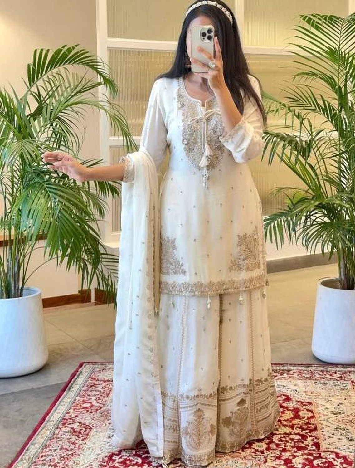 SHISHKALA Women Silk Blend Kurta Sharara Dupatta Set - Image 1