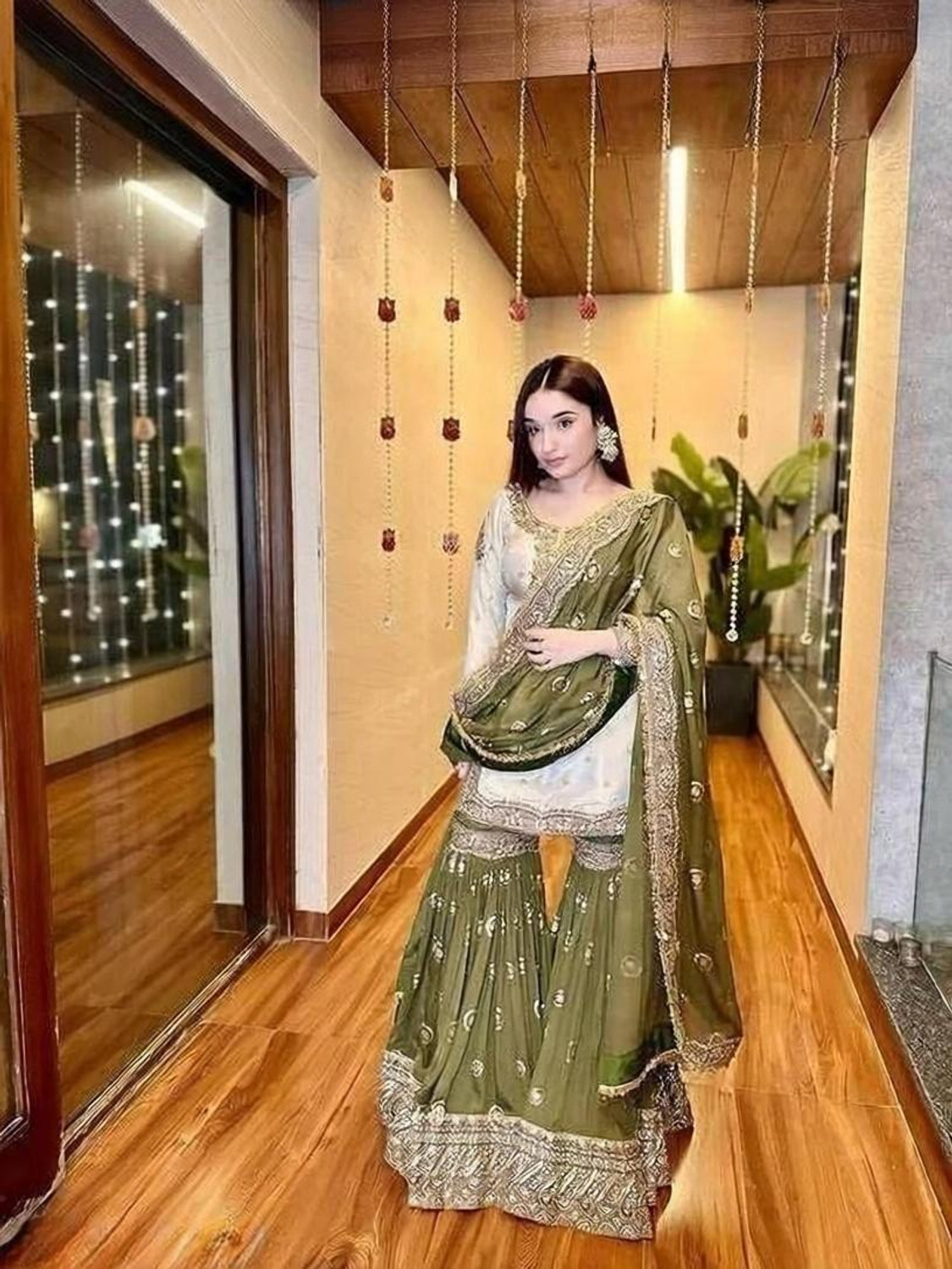 Khodiyar Women Silk Blend Kurta Sharara Dupatta Set - Image 1