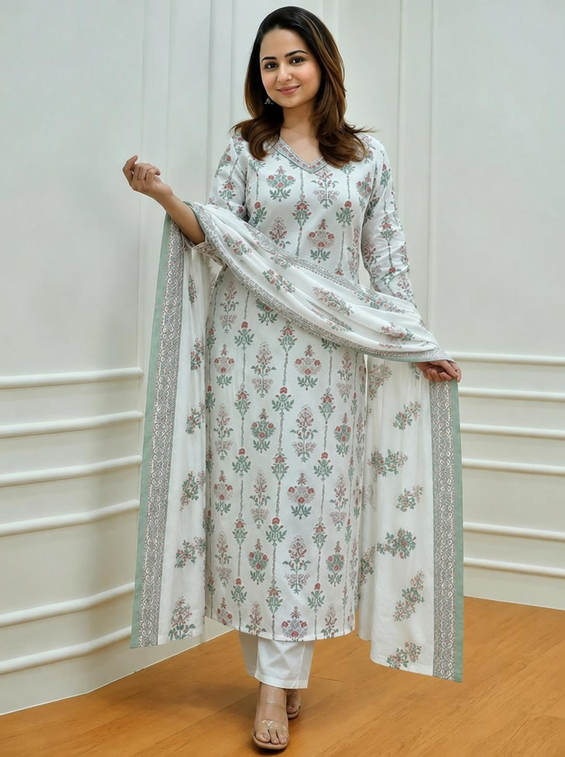 BHADRIYAA Printed Kurta, Trouser/Pant & Dupatta Set - Image 1