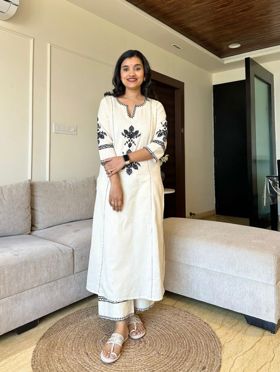 PINNARA Women Khadi Cotton Kurta Pant Set - Image 1