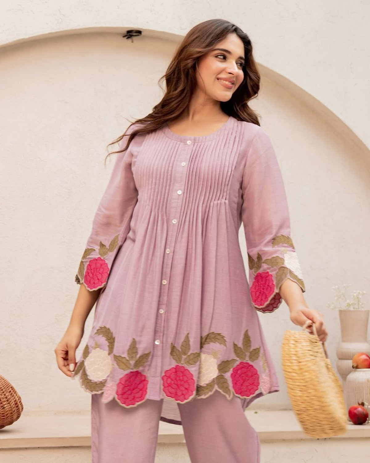 Tasrika Women Chanderi Ethnic Top Palazzo Set - Image 1