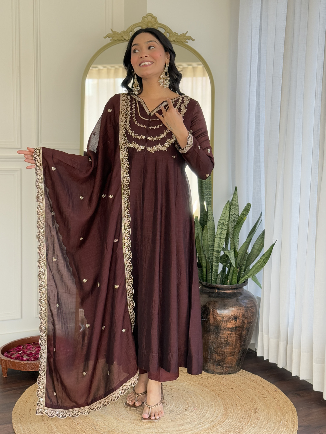 PILUDI Women Art Silk Kurta Pant Dupatta Set - Image 1