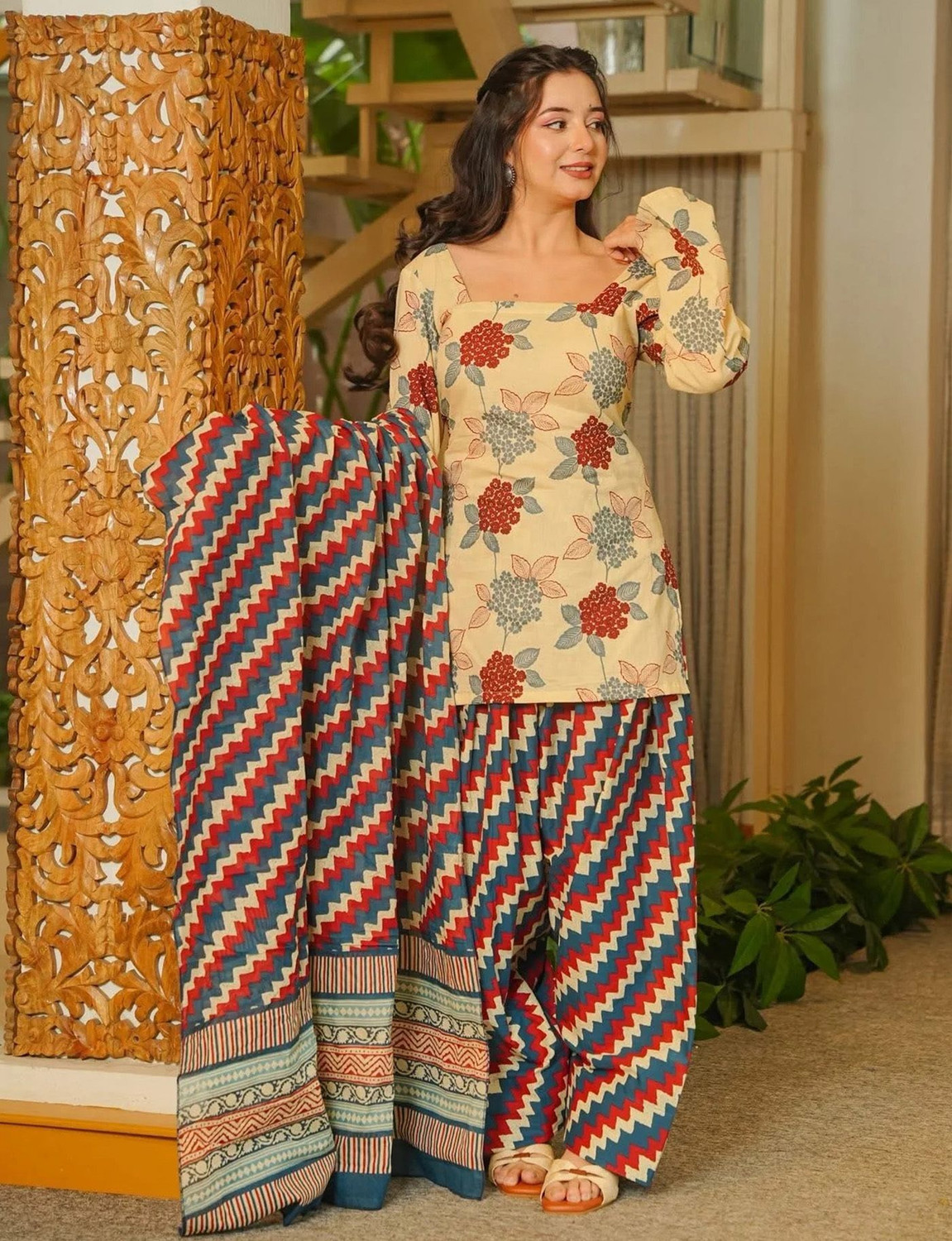Kedar Fab Women Cotton Blend Kurta Salwar Dupatta Set - Image 1
