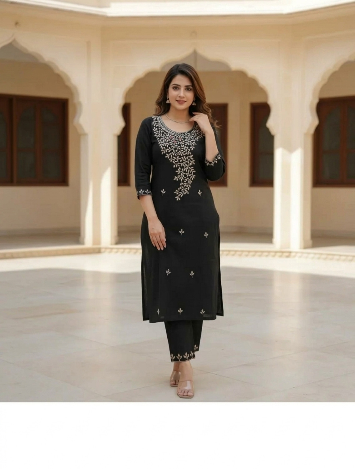 SALMANTEXTILE Women Cotton Blend Kurti Pant Set - Image 1